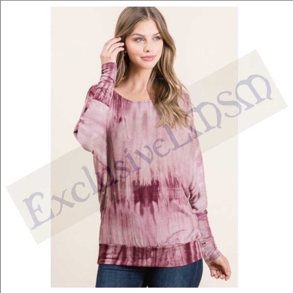 [S-XL] Tie-Dye Cuffed Sleeve Top